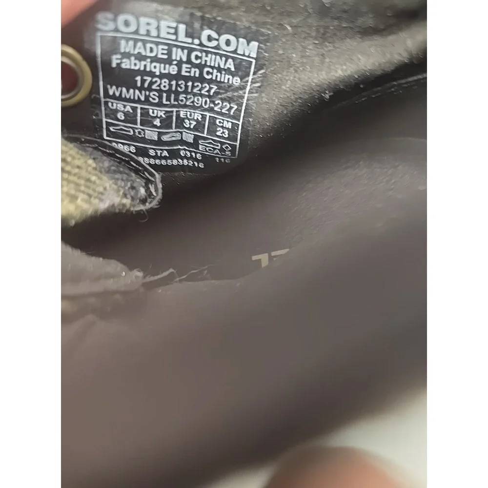 Sorel Buffalo Check Plaid PDX Wedge Boots Bootie Olive Green Women's Size Size 6